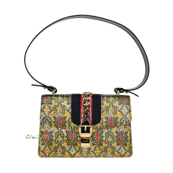 Gucci Small Sylvie Multicolor Brocade Shoulder Bag - Picture 1 of 12